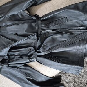 New York & Company Black Leather Biker Jacket